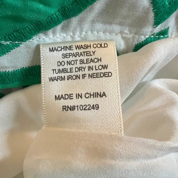 Skies are Blue Green and White Floral Embroidered Mini Dress Small Sleeveless - Picture 6 of 6